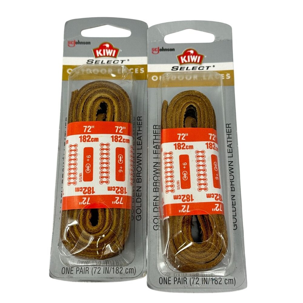 Kiwi Select 72 inch Outdoor Leather Shoe Laces Golden Brown Lot of 2